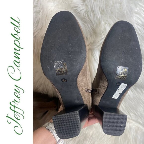 NWT JEFFREY CAMPBELL Perouze Over-The-Knee Faux Suede Block Heel Boots Taupe 8.5 - Picture 11 of 16